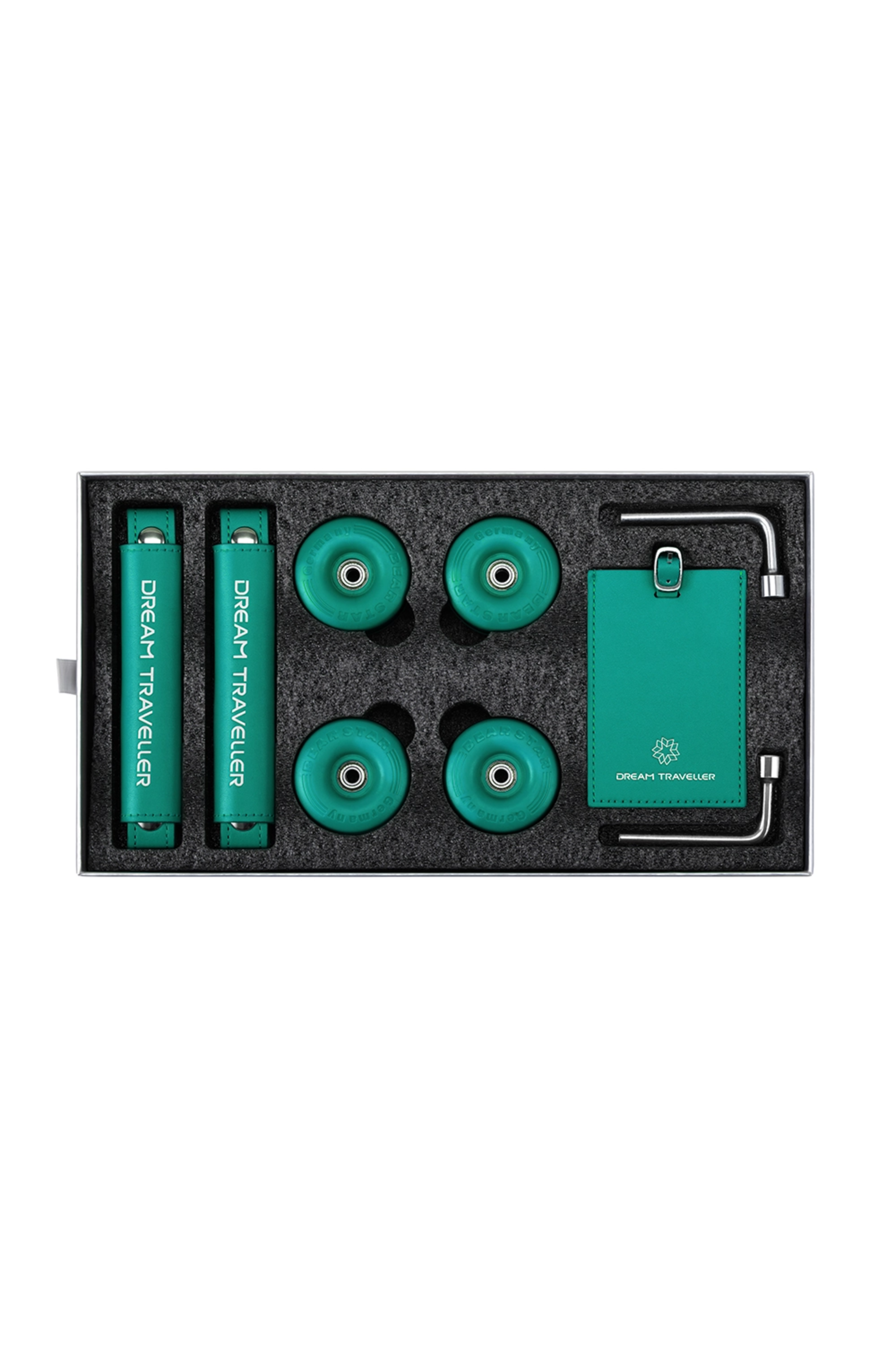 Aluminum Luggage Accessories Gift Set | Colorful Wheels, Handles & Tags