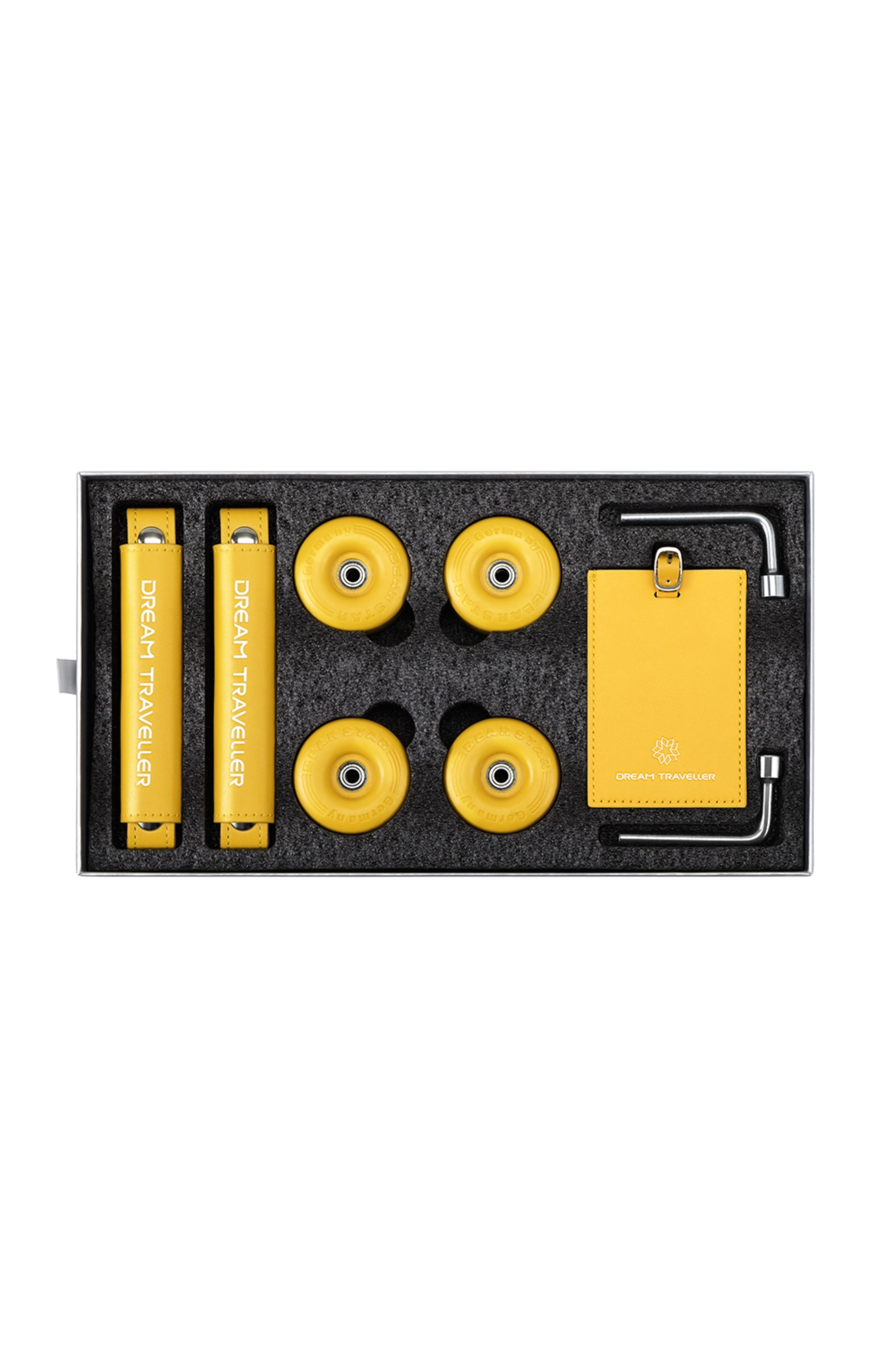 Aluminum Luggage Accessories Gift Set | Colorful Wheels, Handles & Tags