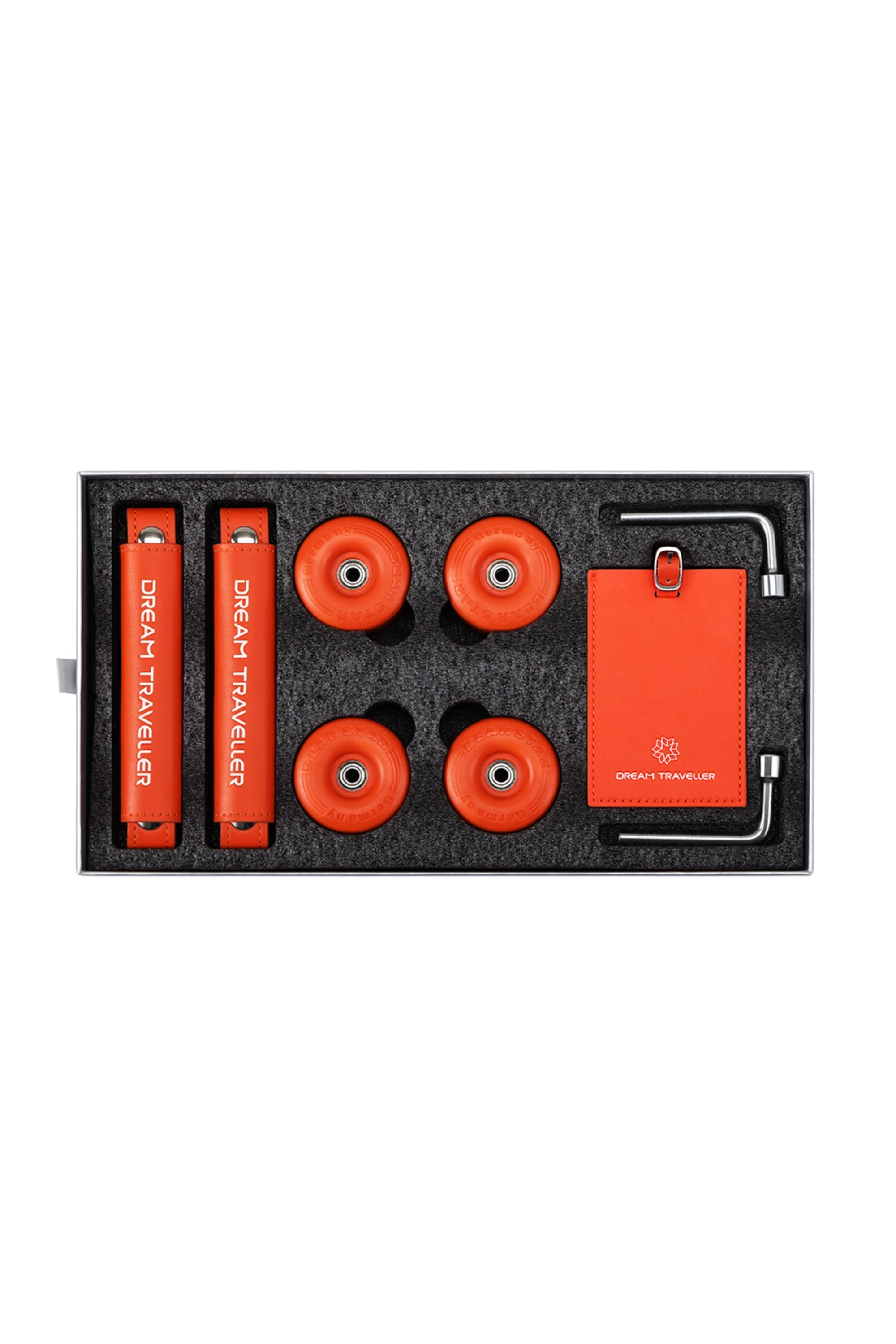 Aluminum Luggage Accessories Gift Set | Colorful Wheels, Handles & Tags