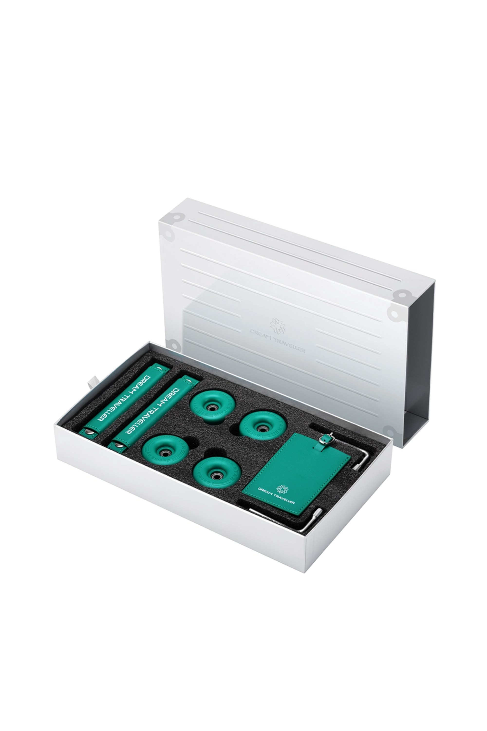 Aluminum Luggage Accessories Gift Set | Colorful Wheels, Handles & Tags
